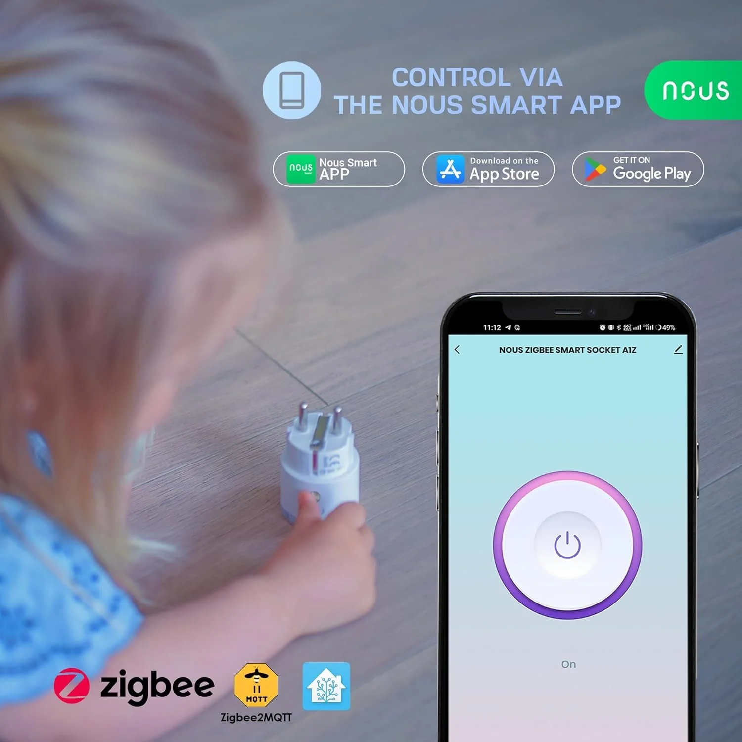 Набір розумних розеток NOUS A1Z ZigBee Socke (4 шт.) Білий, фото №3 Набір розумних розеток NOUS A1Z ZigBee Socke (4 шт.) Білий, фото №3