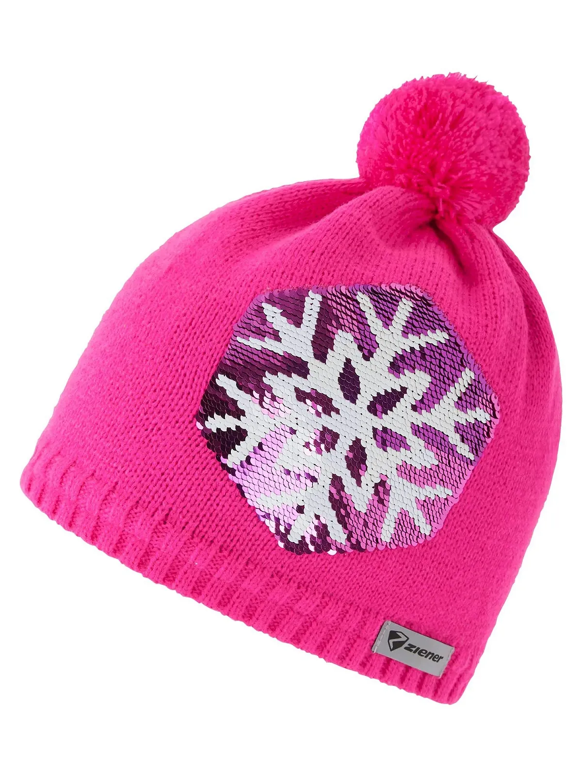 Шапка з помпоном Ziener Iago для дітей, флісова підкладка, блискітки, світловідбиваюча, фото №1 Шапка з помпоном Ziener Iago для дітей, флісова підкладка, блискітки, світловідбиваюча, фото №1