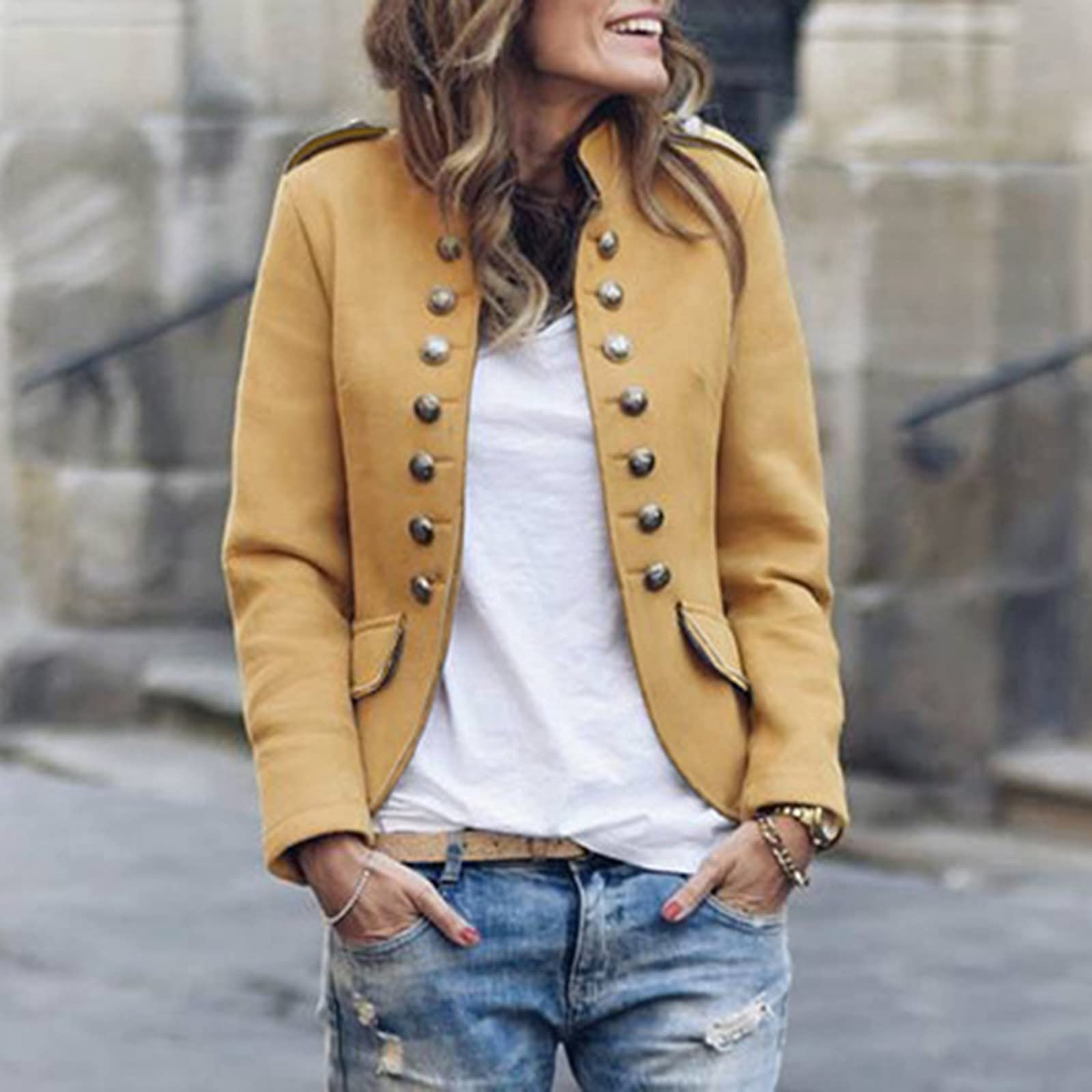 Зимове пальто для жінок з коміром-стійкою приталене, фото №3