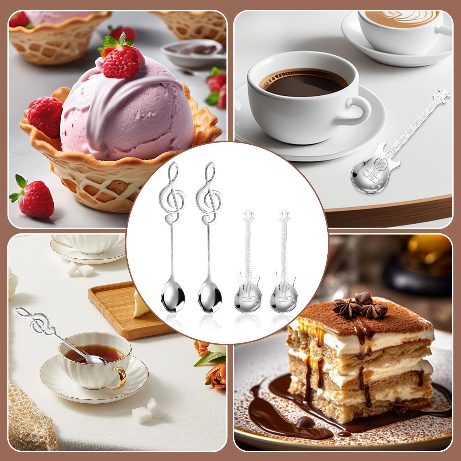 Набор Кофейных Ложек 4 шт, Гитара, Десертные Ложки, Нержавеющая Сталь, Декоративная Ложка для Латте в Форме Музыкальной Ноты для Чая, Молока, Кофе, Десертов, Напитков, Молочного Коктейля, фото №7 Набор Кофейных Ложек 4 шт, Гитара, Десертные Ложки, Нержавеющая Сталь, Декоративная Ложка для Латте в Форме Музыкальной Ноты для Чая, Молока, Кофе, Десертов, Напитков, Молочного Коктейля, фото №7
