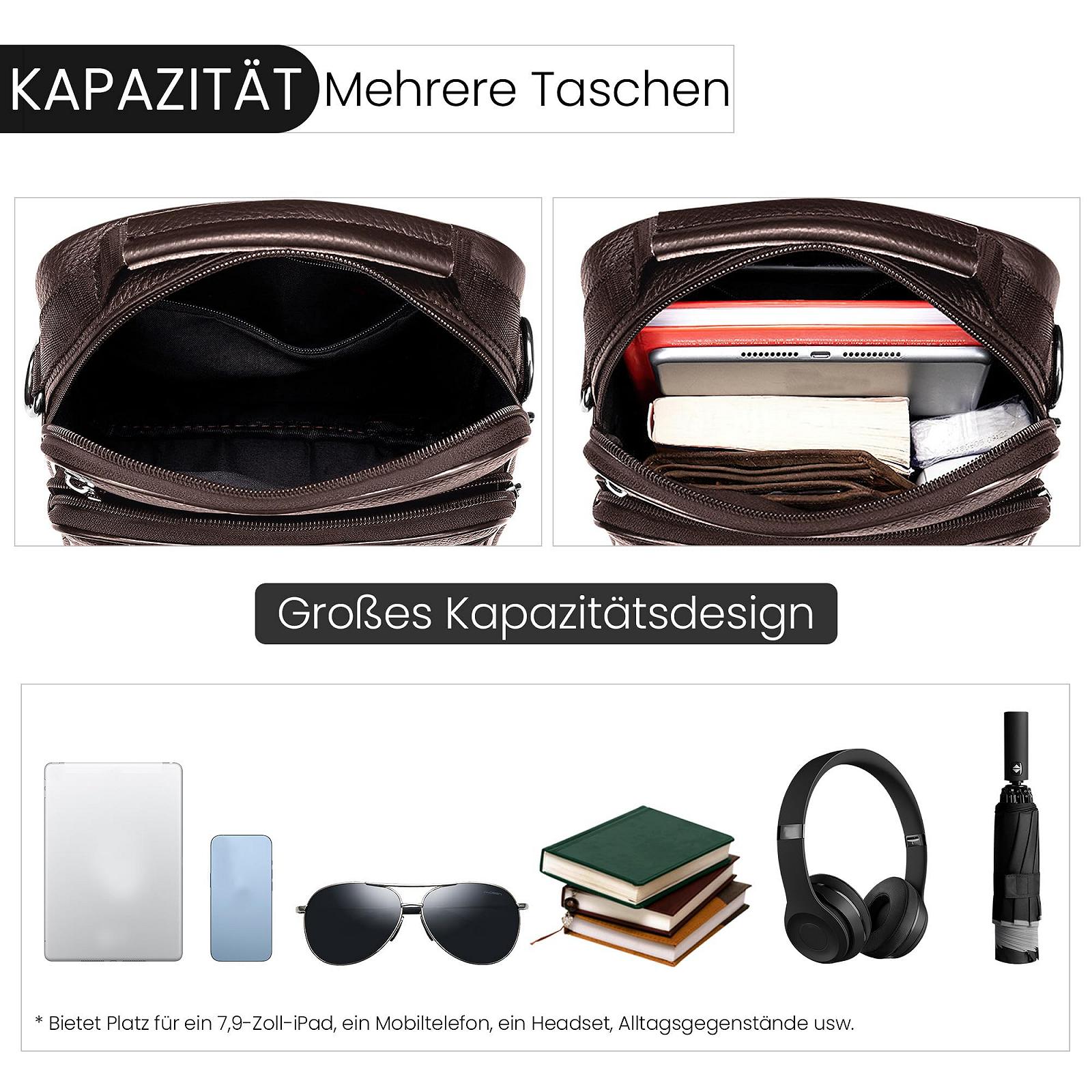 Сумка через плече DEEVORCA Vintage чоловіча шкіряна модна з ручкою для подорожей, школи, коричнева A, фото №5