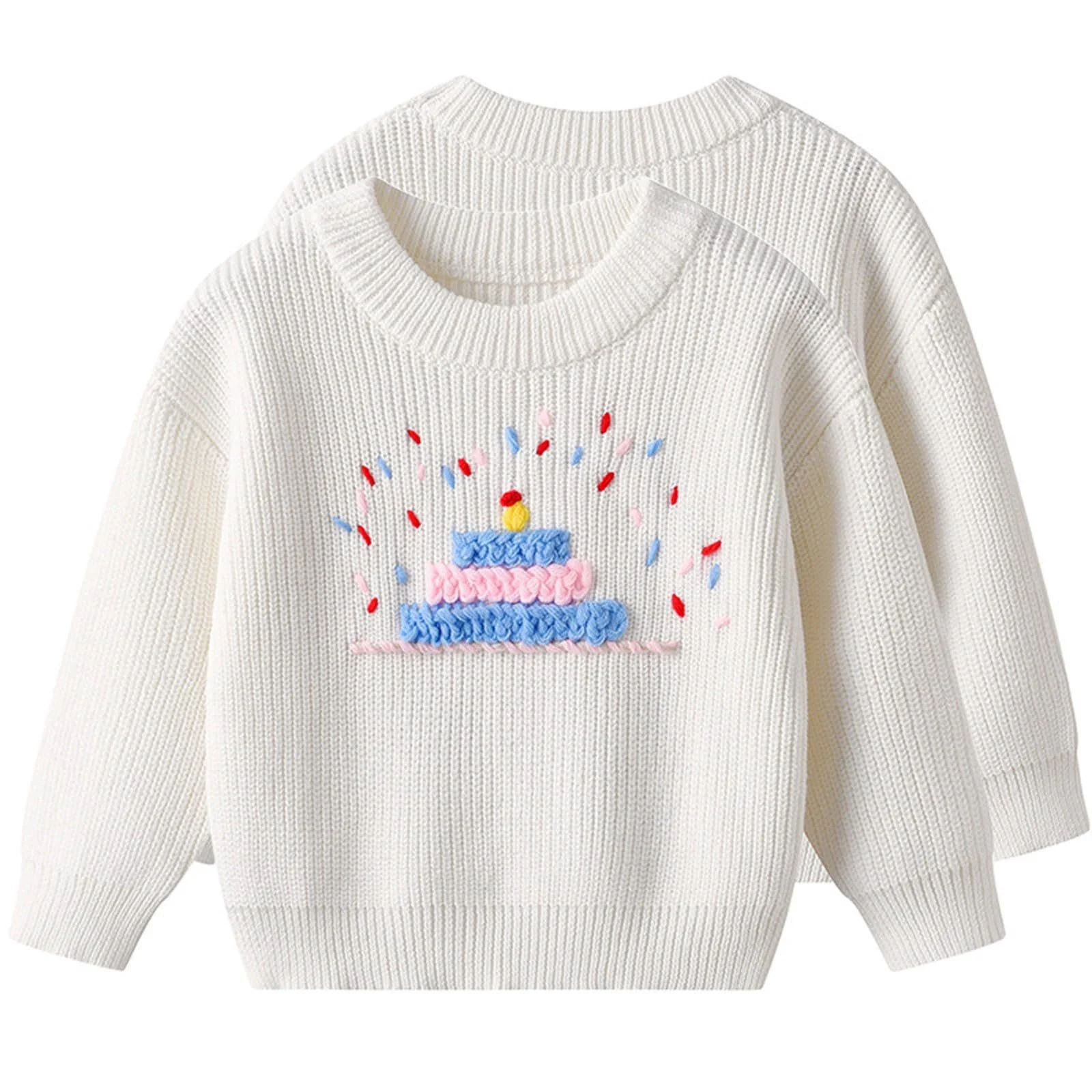 Зимний пуловер для девочки Generisch с вышитым вручную цветочным узором мягкий идеально подходит для дней рождений повседневный теплый повседневный, фото №2