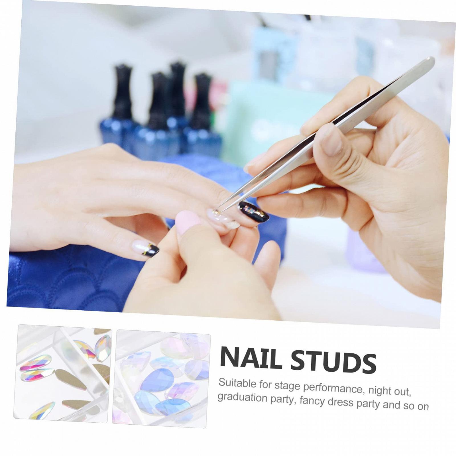 Накладные ногти Стразы для дизайна ногтей 2 коробки Легко наносятся Заклепки для маникюра Украшения для домашнего и профессионального использования, фото №6