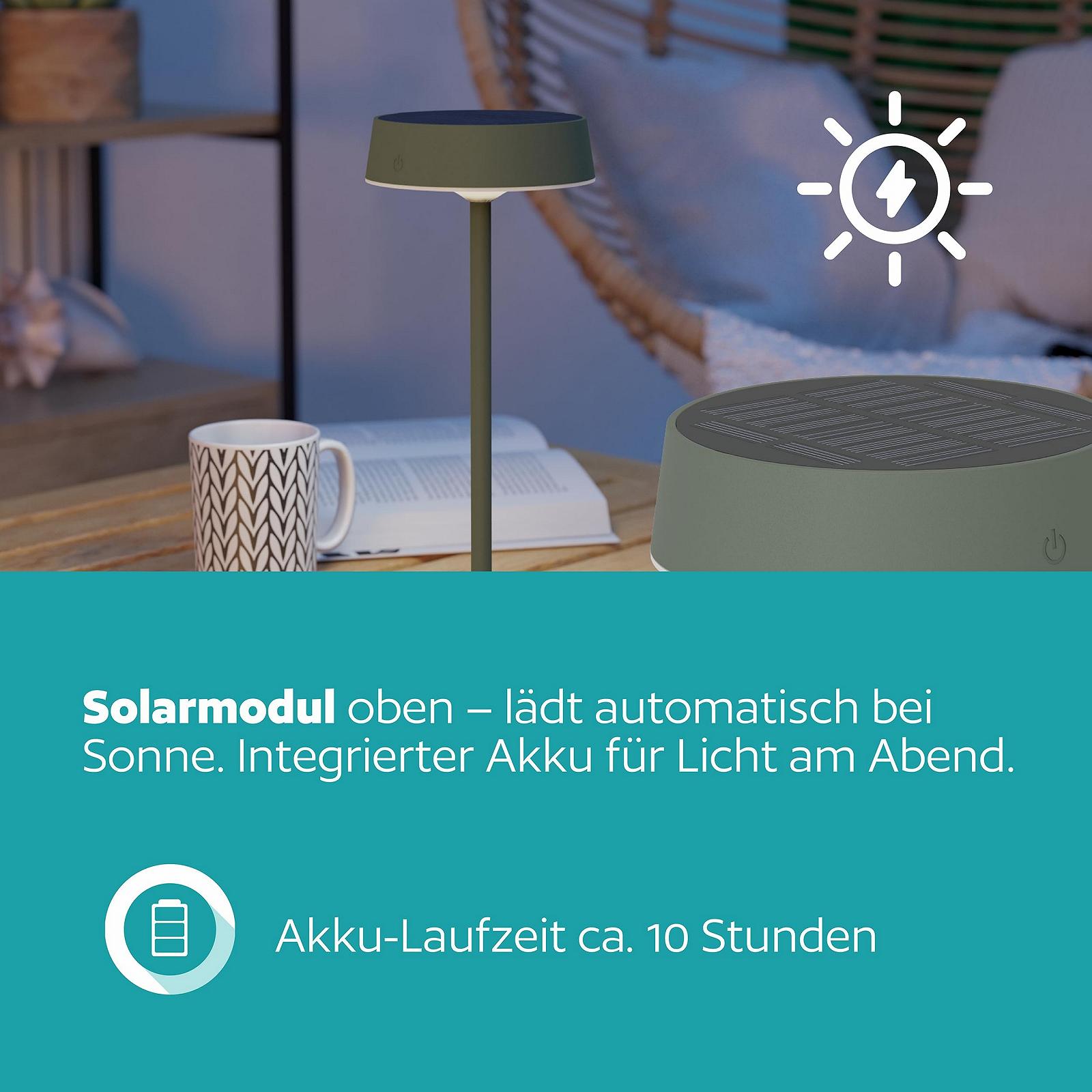 Настільна лампа EGLO Simeri LED Solar акумуляторна бездротова сенсорна з регулюванням яскравості вулична IP54 зелена, фото №7