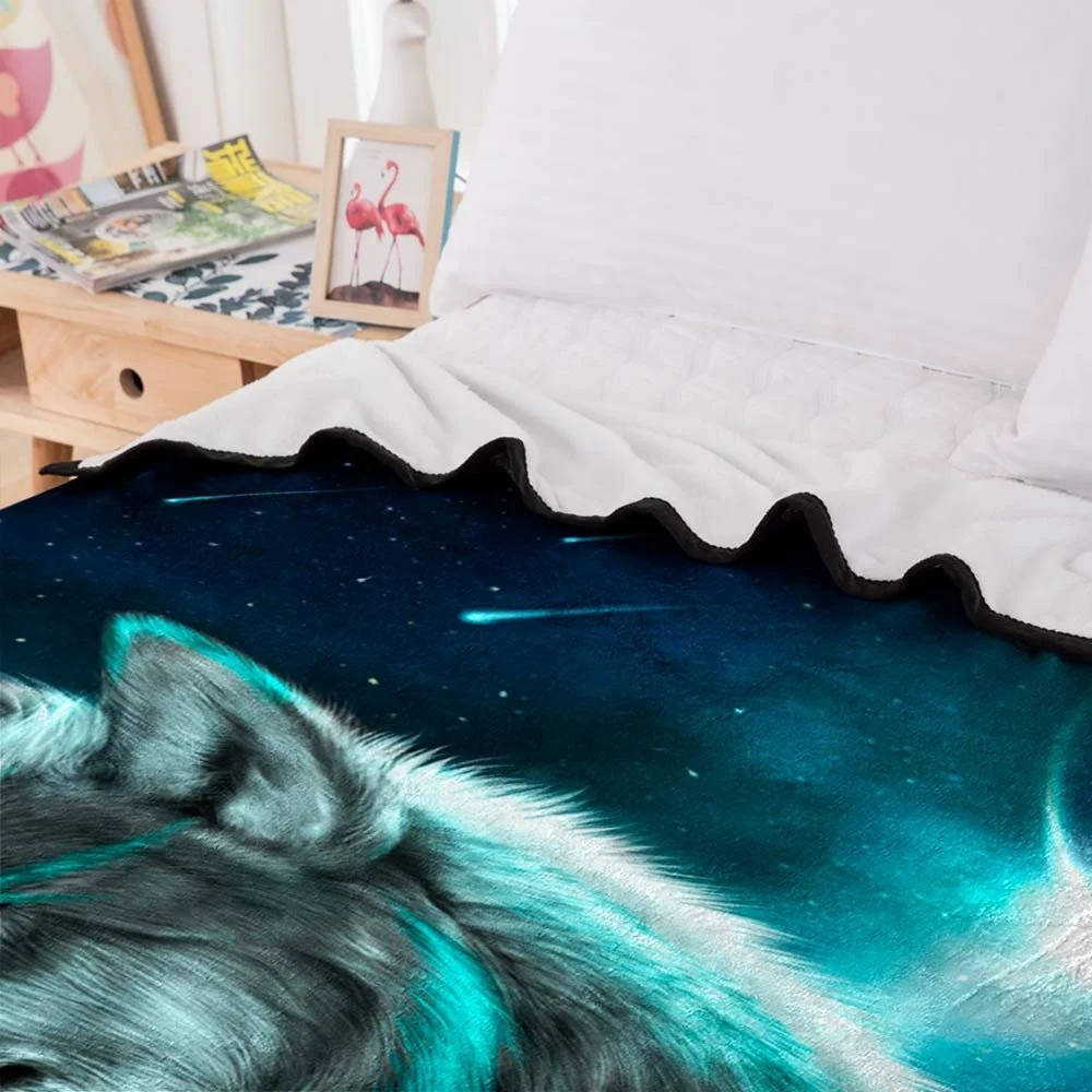 Покривало AOXHFNV Вовк 3D 150 x 200 см Синій (Вовк 1), фото №4