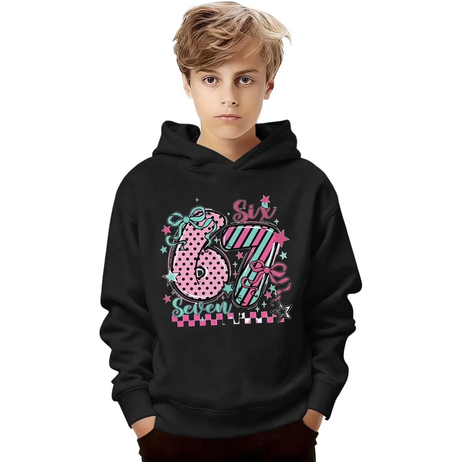 Худі з мемом 67 для підлітків, худі з довгими рукавами, фото №1