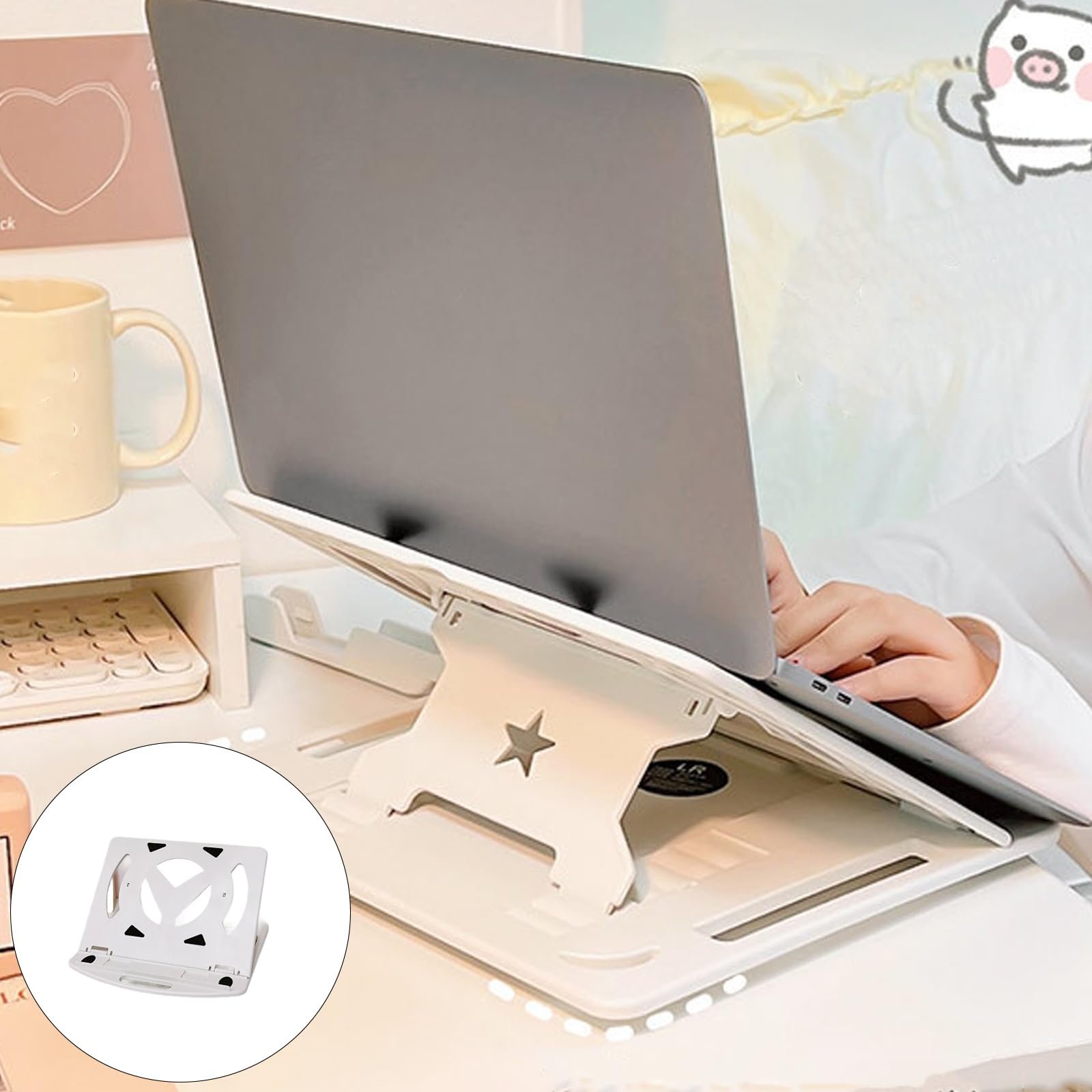 Прочная подставка для ноутбука с улучшенной вентиляцией, регулировкой, эргономичный держатель для длительного набора текста, компактный дизайн, регулируемая подставка для ноутбука, фото №2