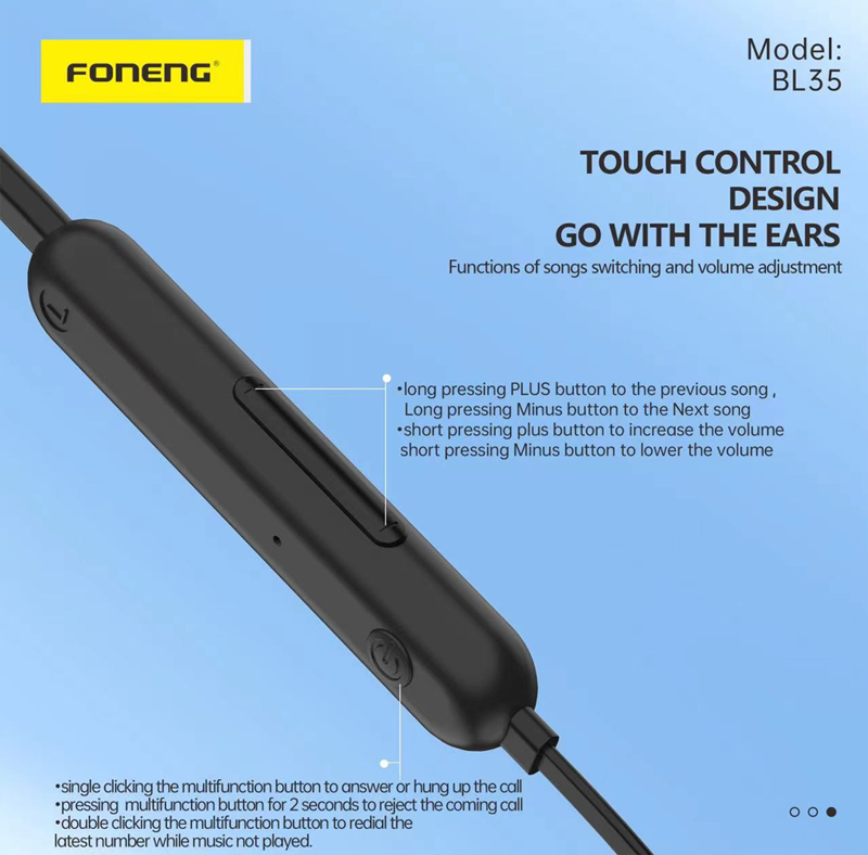 Беспроводные наушники на шею FONENG Sport Neckband BL35, фото №6 Беспроводные наушники на шею FONENG Sport Neckband BL35, фото №6