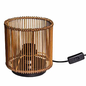 Настільна лампа Boho Retro Метал/Дерево Ротанг Коричнева - Фото 1