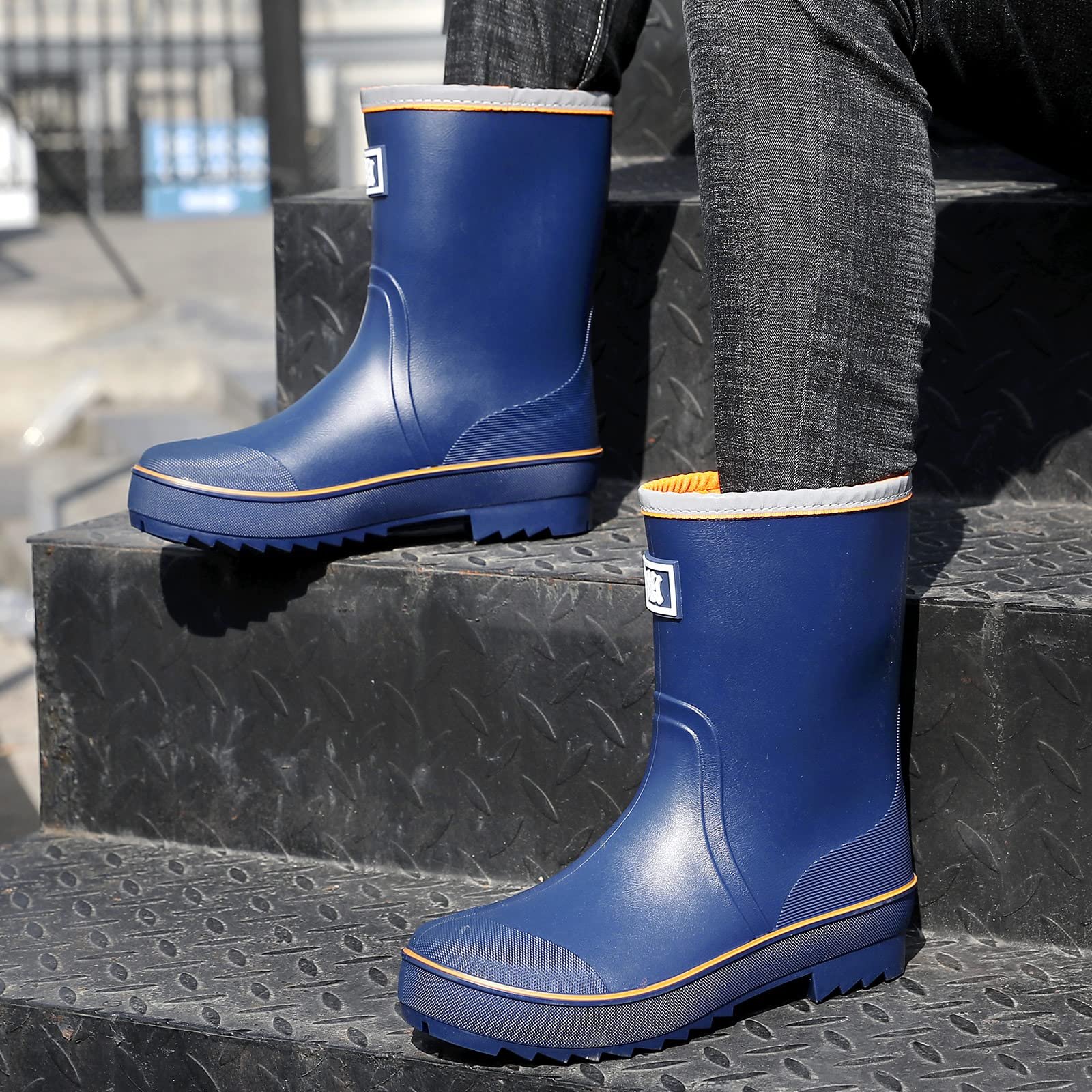Мужские резиновые сапоги Foinledr, полувысокие дождевые, фото №6