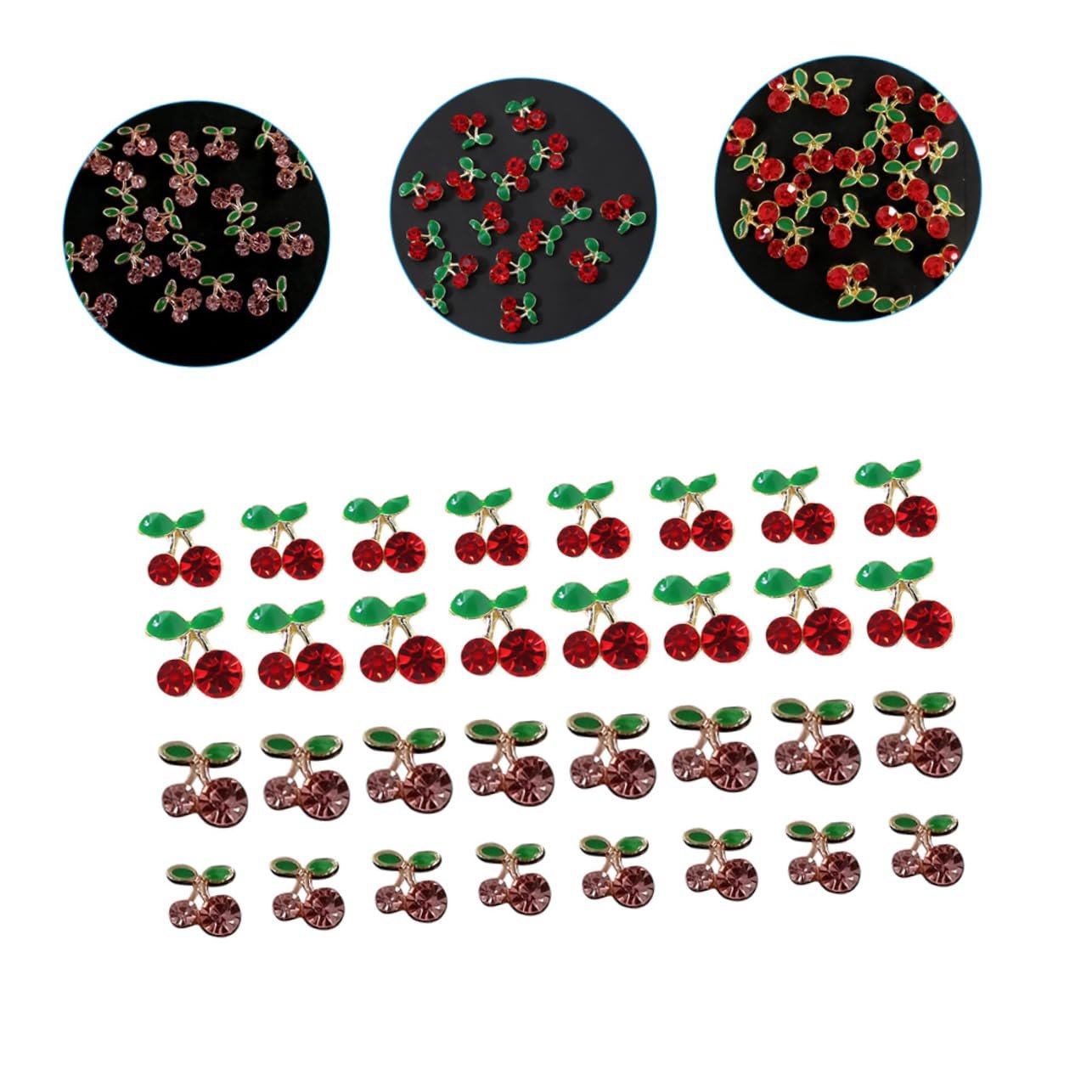 Украшения для ногтей Вишня Housoutil Кристалл для ногтей Стразы для ногтей Заклепки Золотые стразы Аксессуары для ногтей Розовые стразы для ногтей Массивный сплав 3D Набор шармов из 32 штук, фото №7