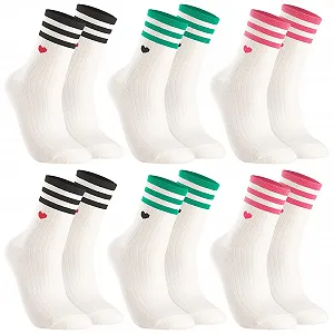 Шкарпетки Тенісні Жіночі Смугасті Серце 6 пар Розмір 37-42 - Фото 1