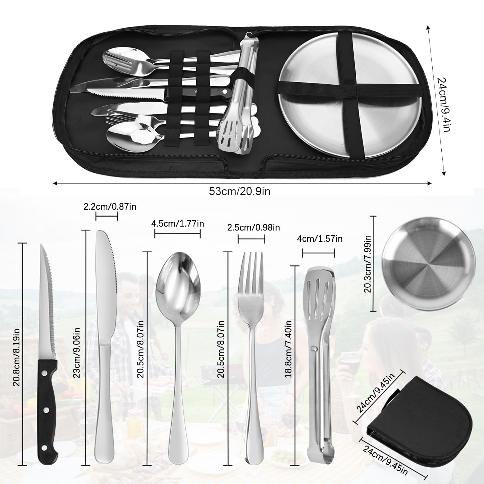 Набір столових приборів HDKAJL Portable з нержавіючої сталі для 2 людей, фото №2