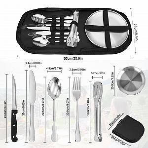 Набір столових приборів HDKAJL Portable з нержавіючої сталі для 2 людей synthetic.ua - Фото 1