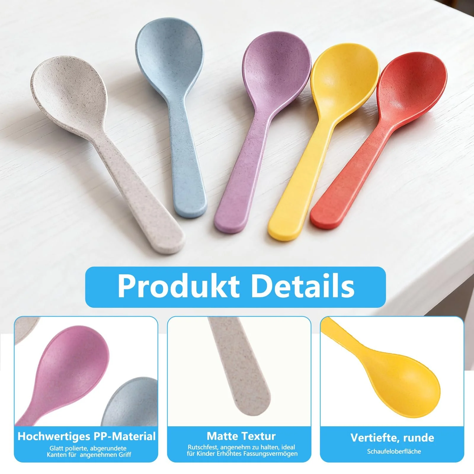 Набір пластикових ложок 10 шт, 14 см Різнокольорові, фото №4