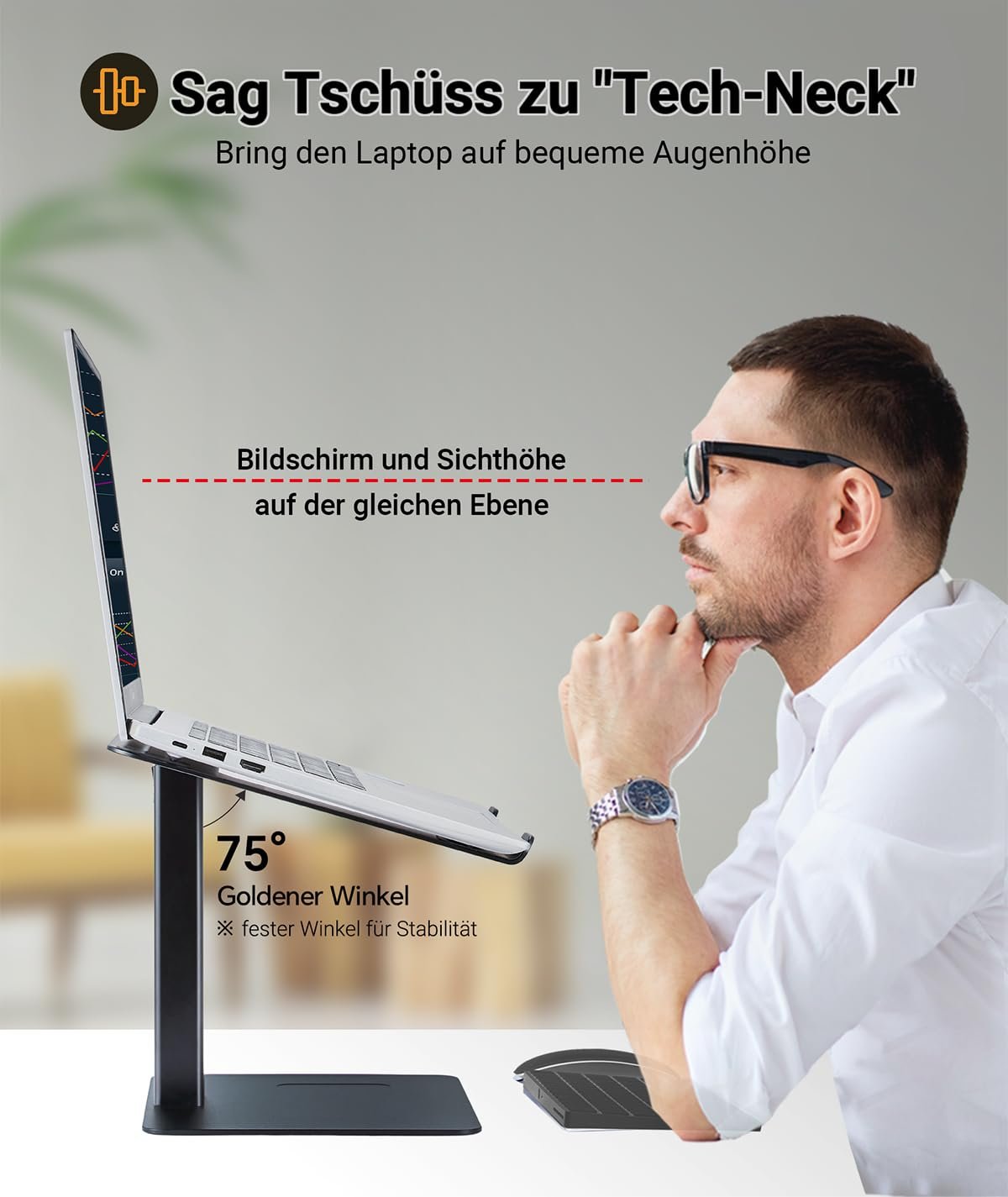 Подставка для ноутбука регулируемая по высоте Серебристая, фото №2