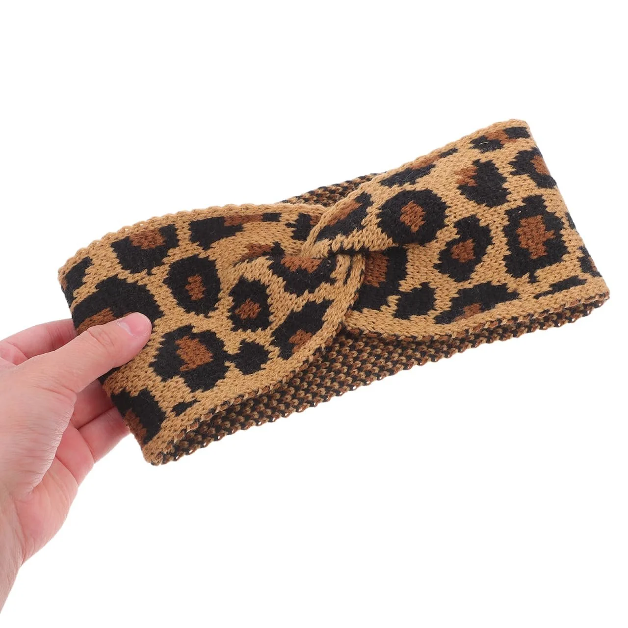 Пов'язка на голову В'язана з леопардовим принтом Широка Тепла Зручна, фото №6 Пов'язка на голову В'язана з леопардовим принтом Широка Тепла Зручна, фото №6
