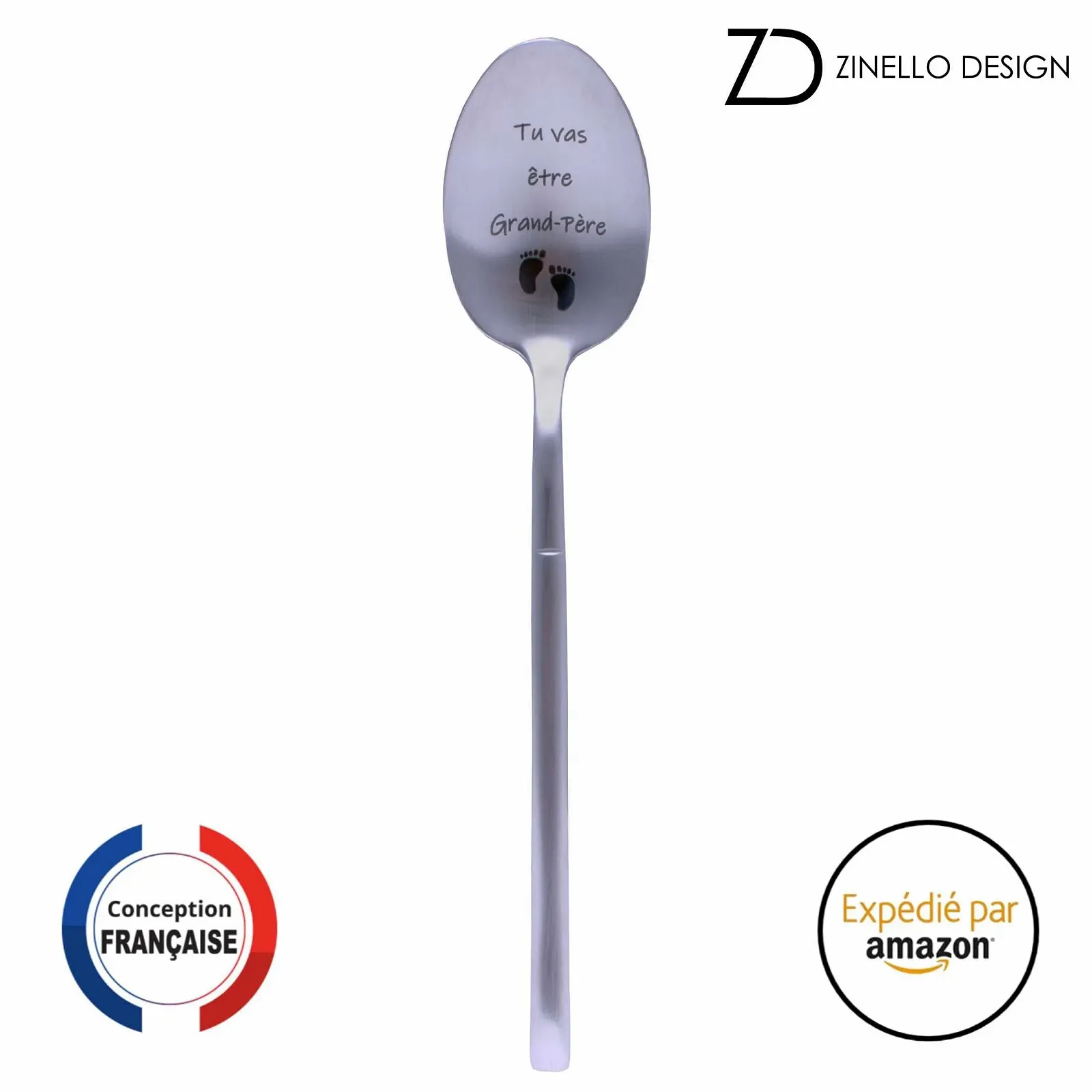 Ложка Дідусю про вагітність "Tu Vas Be Papi" Оригінальний персоналізований подарунок для майбутнього дідуся, фото №2