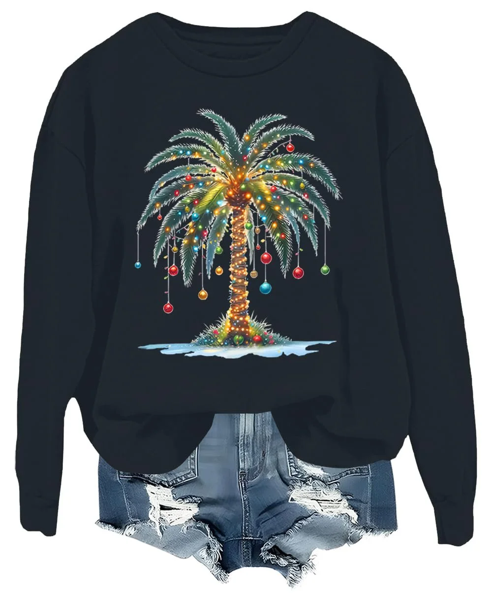 Різдвяна Толстовка Пальма Різдвяна Пальма Унісекс Лонгслів, фото №1