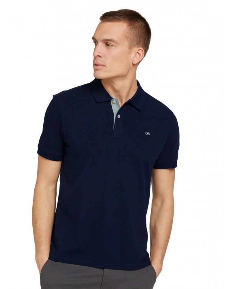 Поло basic polo with contrast 1027713XX1010668 Tom Tailor Темно-синій 2XL, фото №1