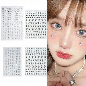 Наклейки зі стразами SURALIN 4 аркуші, Самоклеючі блискучі камені, 561 штука, Різні форми - Фото 1