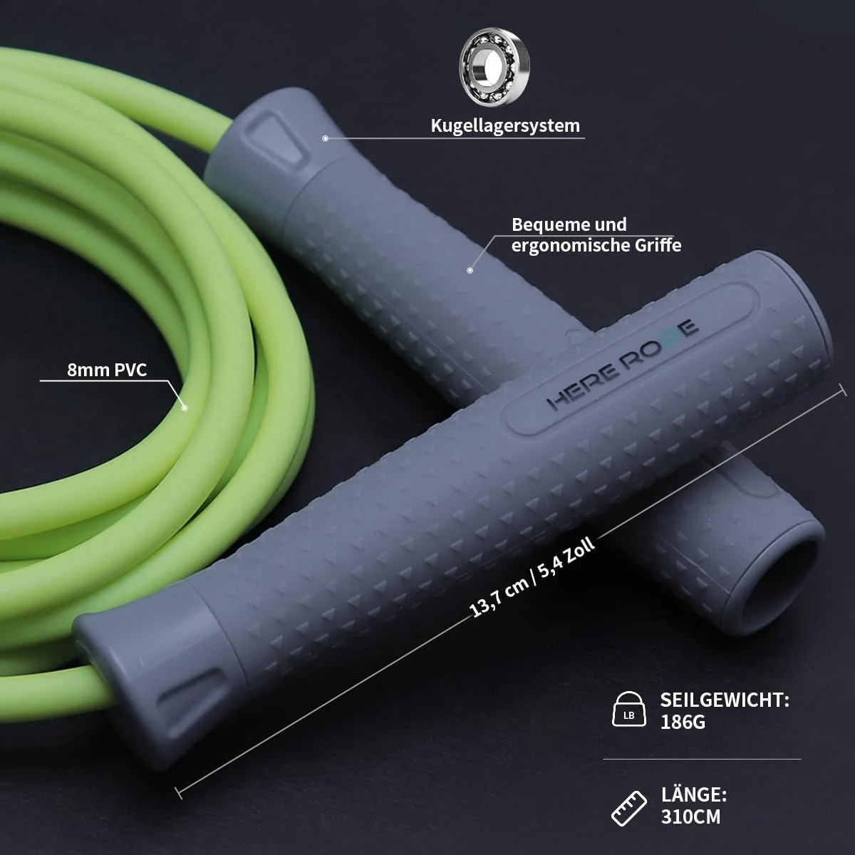 Скакалка з обтяжувачами HEREROPE 8 мм регульована ПВХ 3.15 м, фото №5 Скакалка з обтяжувачами HEREROPE 8 мм регульована ПВХ 3.15 м, фото №5