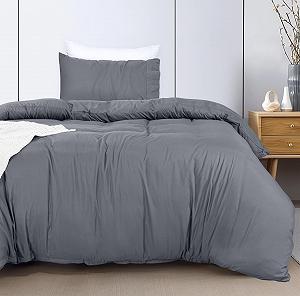 Комплект постельного белья Utopia Bedding, 135 x 200 см - пододеяльник из микрофибры, полиэстер, 135 x 200 см + 1 наволочка с плиссированным краем, 80 x 80 см - серый - Фото 1