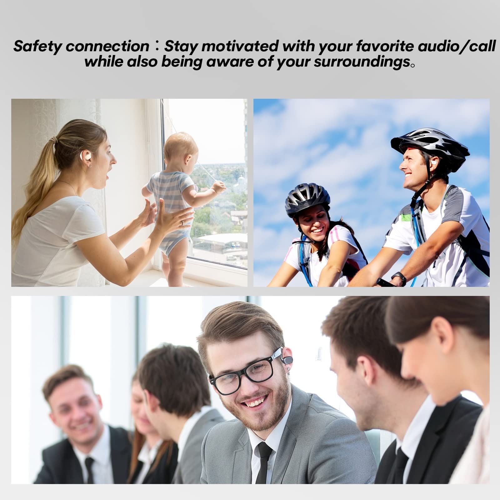 Навушники Open Wireless Bluetooth Air Line Bone Sound з мікрофоном чорні, фото №7