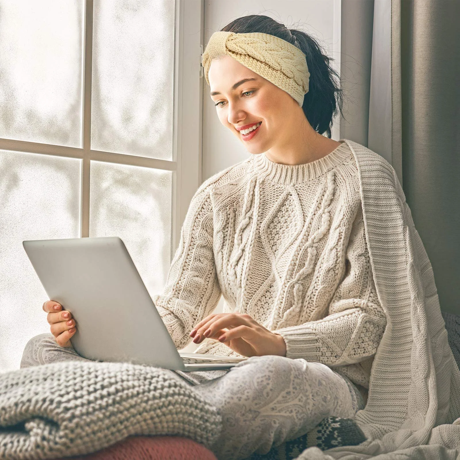 Пов'язка на голову Whaline в'язана зимова, 4 шт., фото №6