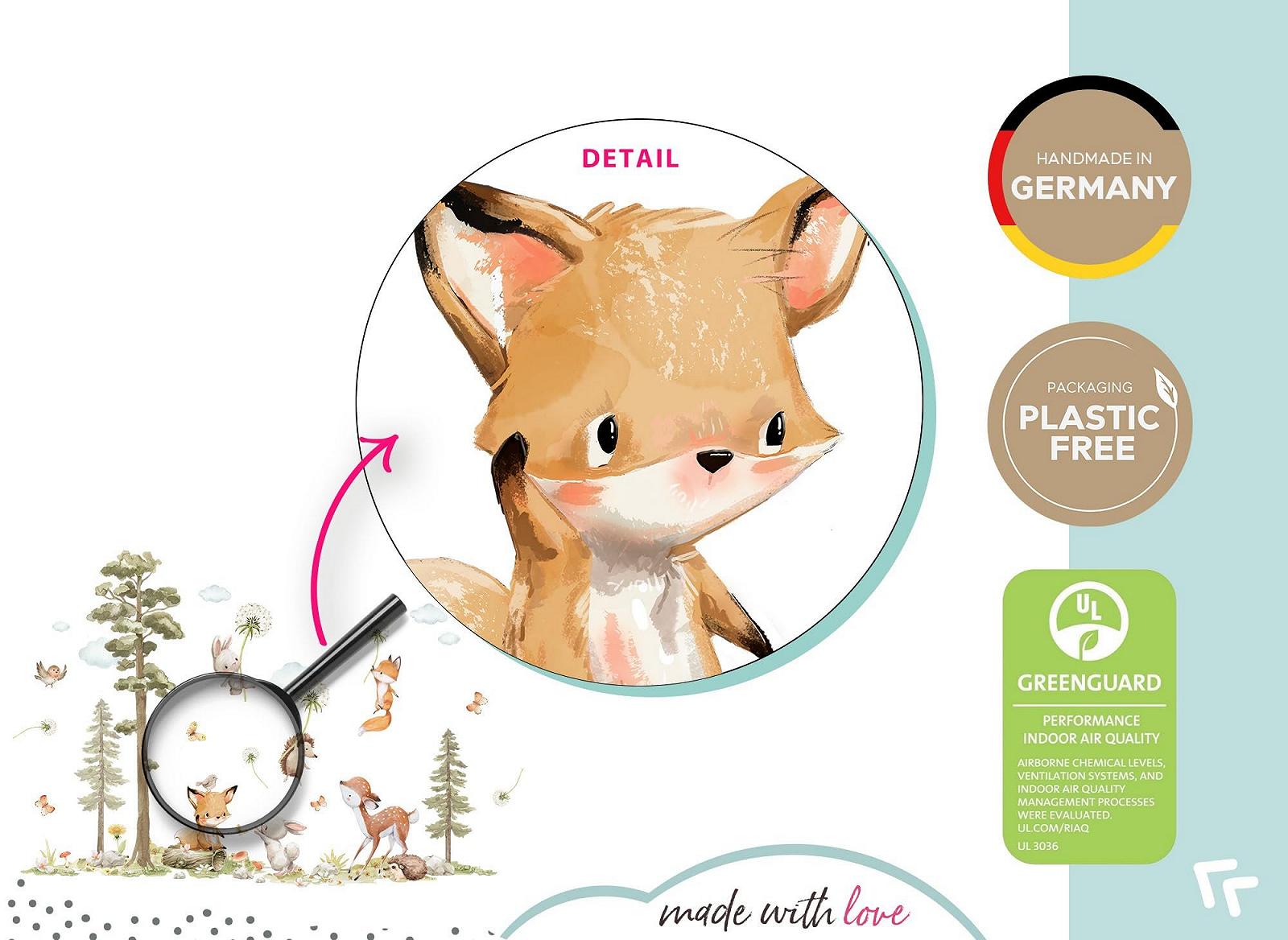 Наклейка на стену Little Deco DL5072 M Лесные животные Лиса Олень 75 x 52 см, фото №5