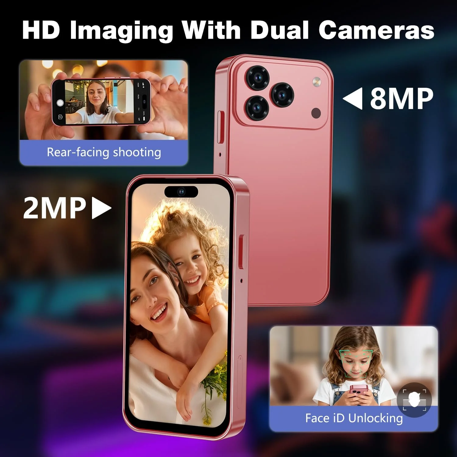 Смартфон Android 14 4.0 дюйма 3GB+32GB Pink, фото №5