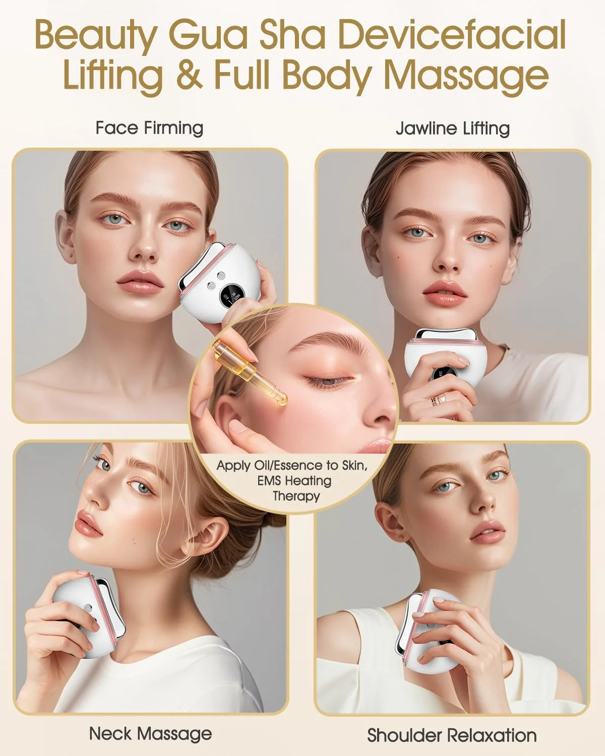 Масажер для обличчя Гуаша KIMTAR EMS LED 9 рівнів інтенсивності, фото №4