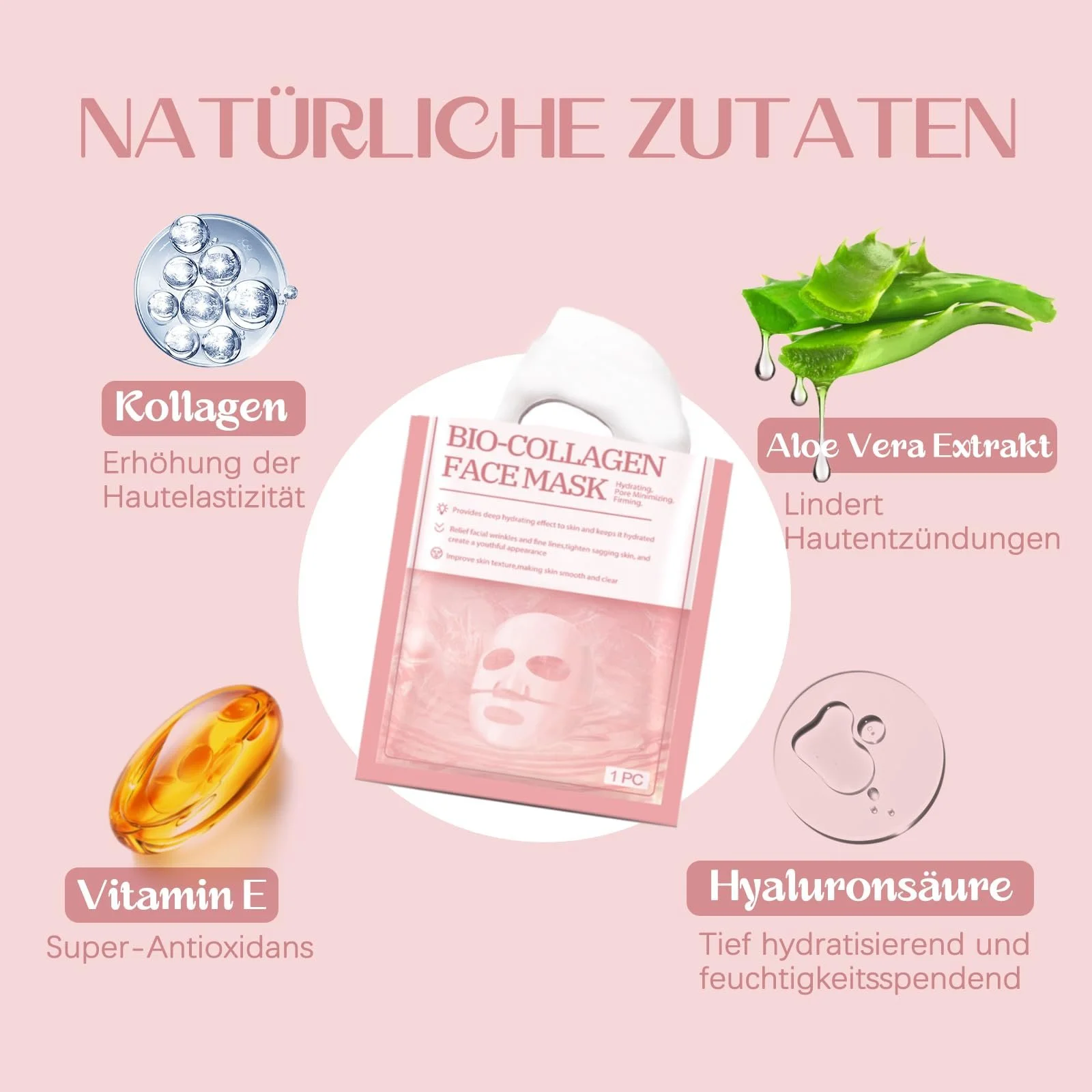 Маска VEROA С органическим коллагеном для глубокого увлажнения, 5 шт, фото №3