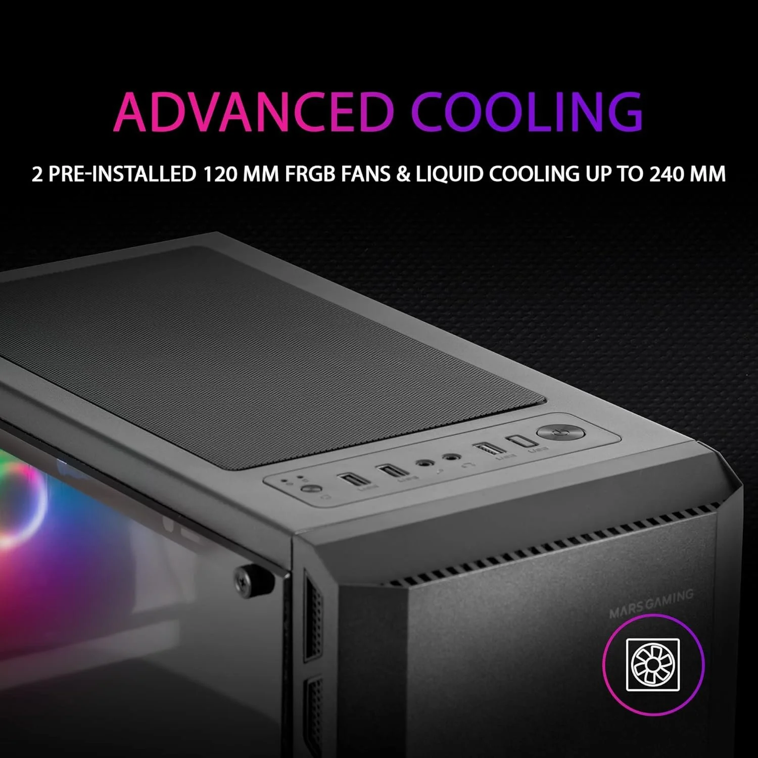 Корпус для ПК Mars Gaming MC-X2 FRGB Чорний, фото №5 Корпус для ПК Mars Gaming MC-X2 FRGB Чорний, фото №5