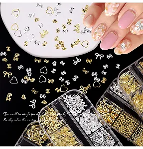 Украшения для ногтей (4 коробки) Золото Серебро, 4800 Стразы, Разноцветные Камни AB Бисер, Бриллианты, Золотые Серебряные Бантики, Полукруглые Бусины, Блестки, с Пинцетом и Ручкой synthetic.ua - Фото 1