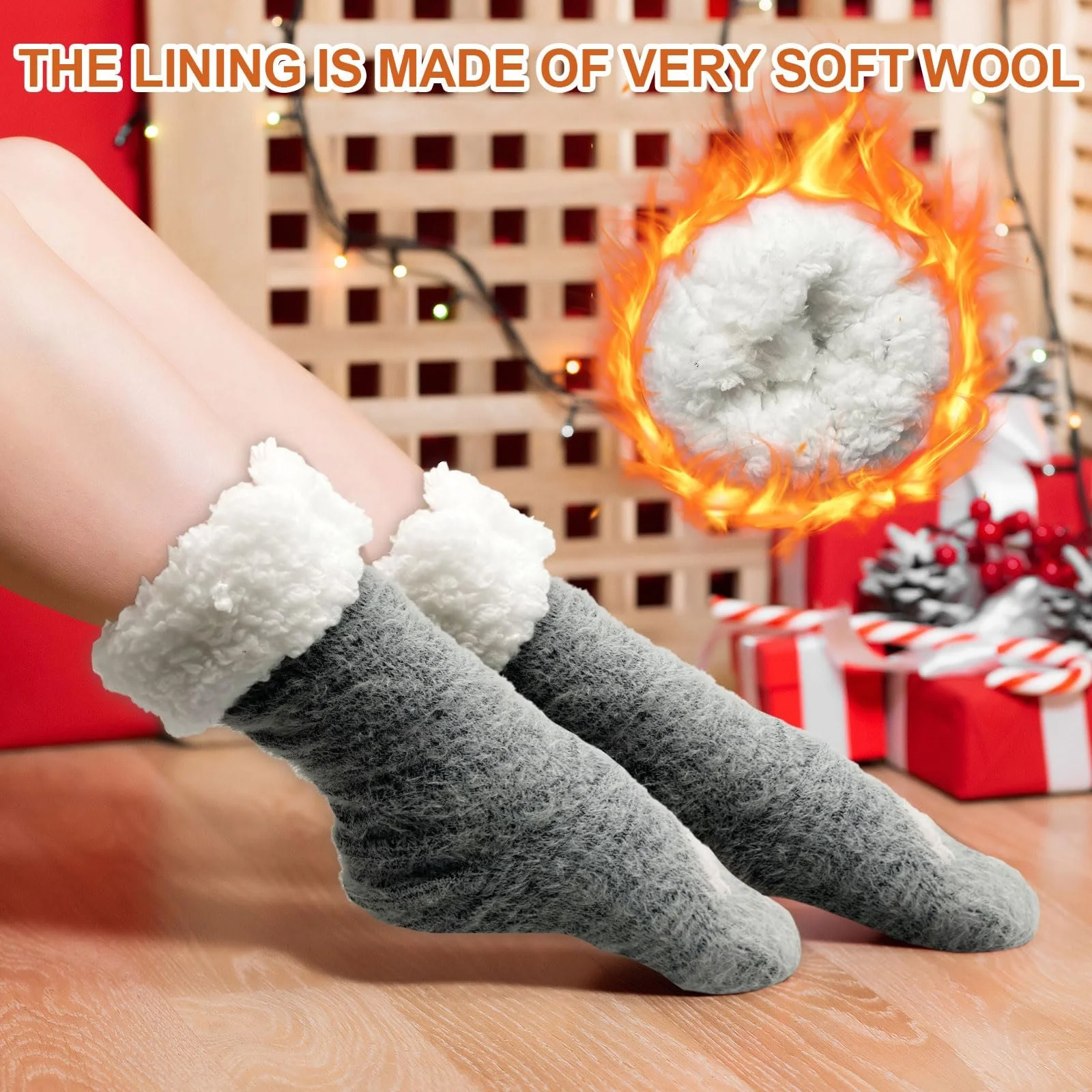 Домашні шкарпетки для жінок з флісовою підкладкою, фото №4