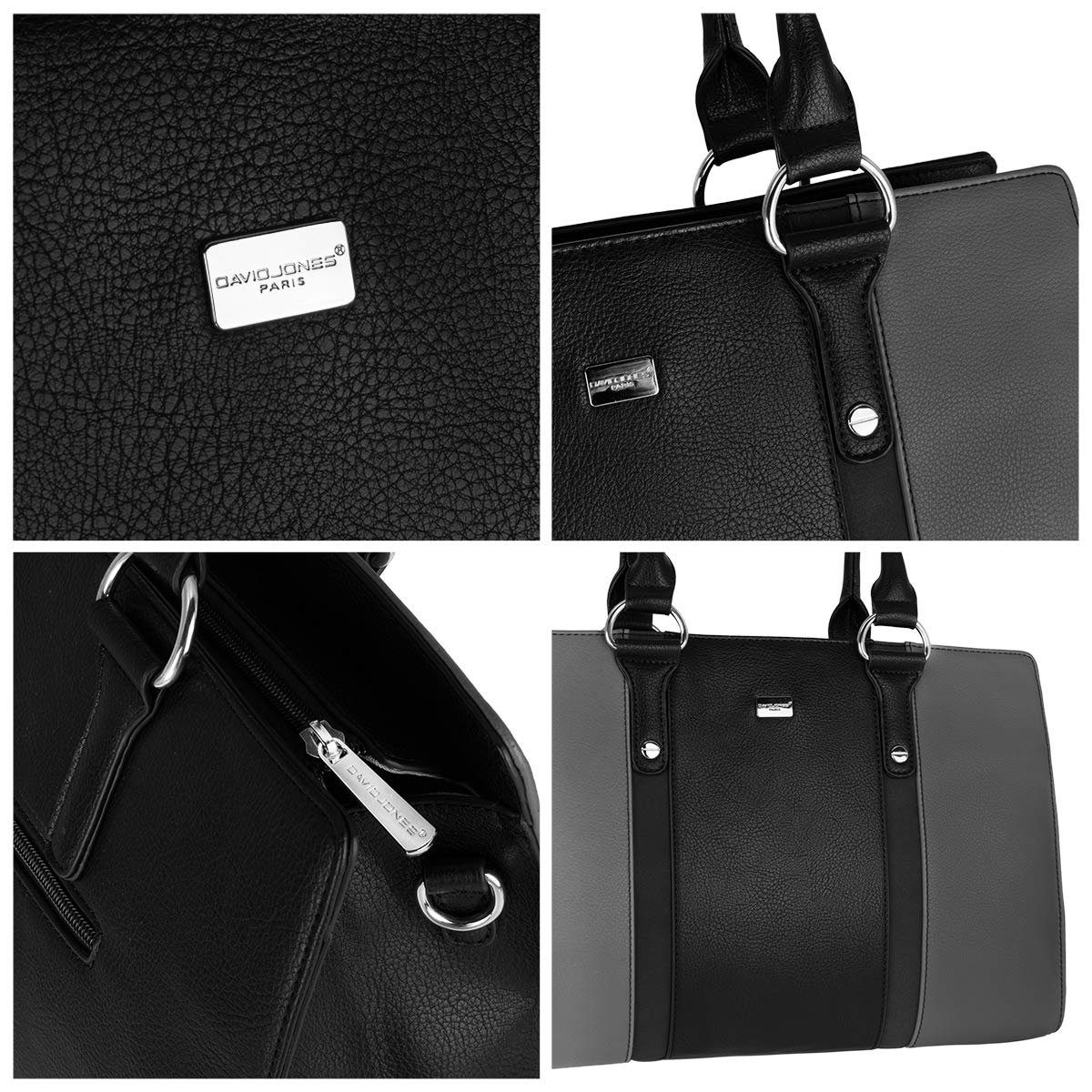 Сумка с ручками David Jones Большая Тоут, искусственная кожа PU, серый, фото №7