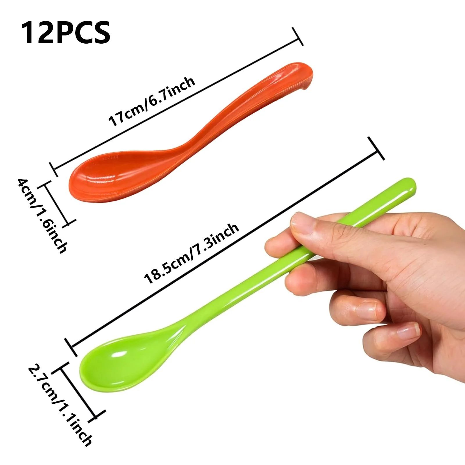 Ложка Пластикова Довга Багатокольорова (12 штук), фото №2