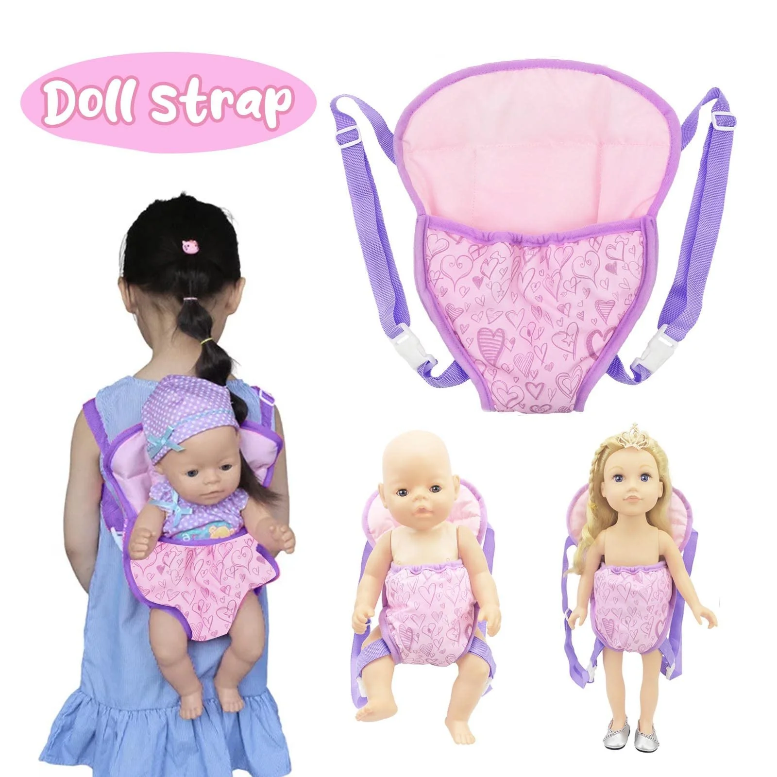 Рюкзак AYNKH Doll для ляльок з кріпленнями на плечах для ляльок 14-18 дюймів Фіолетовий, фото №4 Рюкзак AYNKH Doll для ляльок з кріпленнями на плечах для ляльок 14-18 дюймів Фіолетовий, фото №4