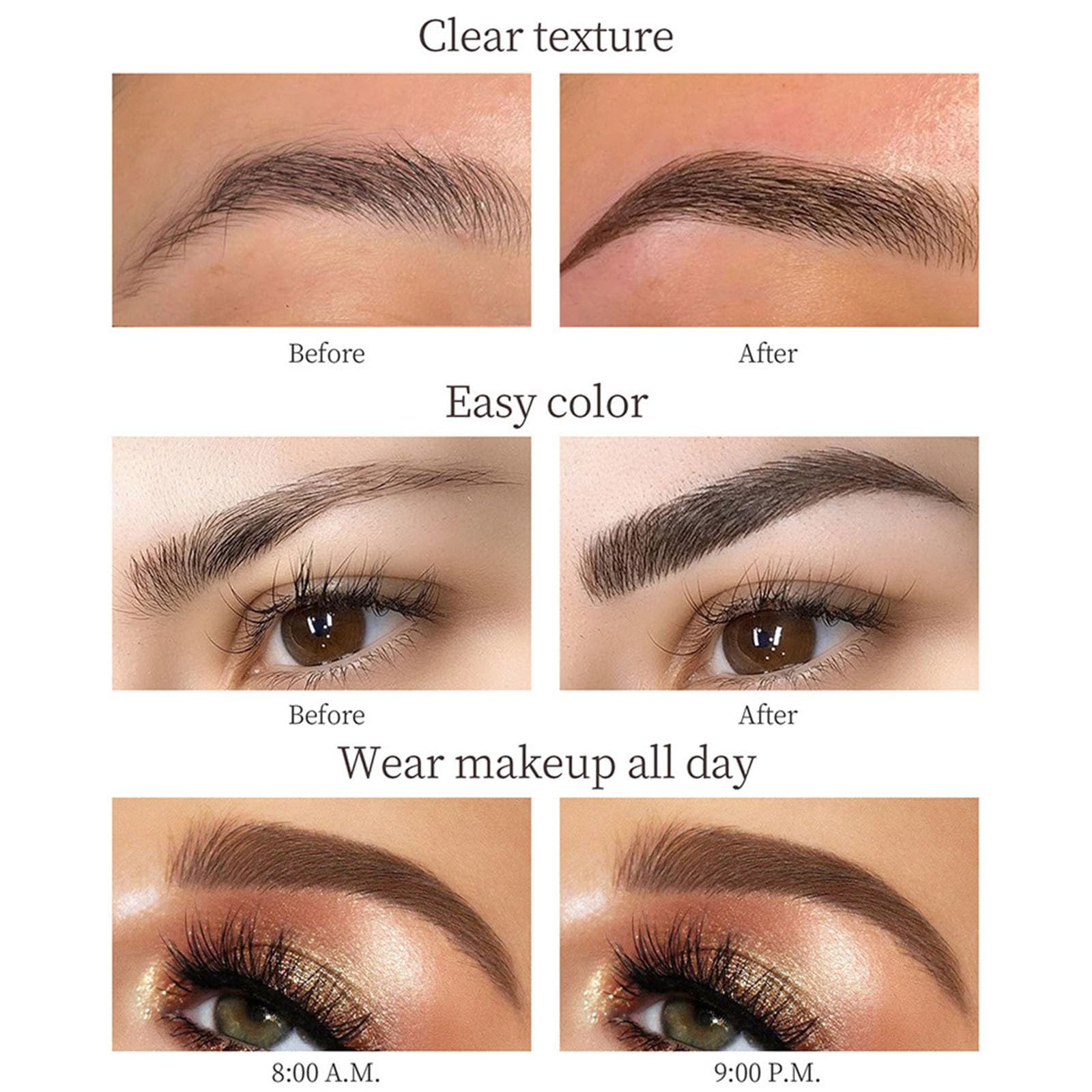 Олівець 3D Waterproof для брів з 2-ма вилковими наконечниками Microblading 2-точковий Довготривалий натуральний макіяж, фото №4
