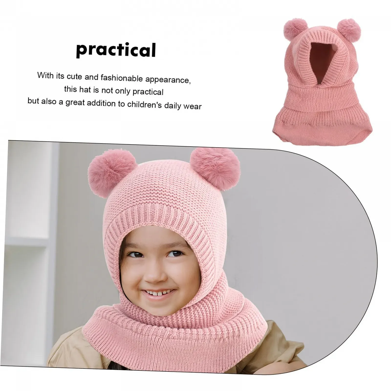 Шапка Abaodam зимова для дівчинки, м'яка в'язана, фото №4