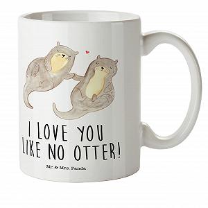 Детская кружка Mr. & Mrs. Panda Выдра, держащая руки - Подарок, кружка для питья, счастливый, романтичный, любовь, пластиковая кружка, детская кружка - Фото 1