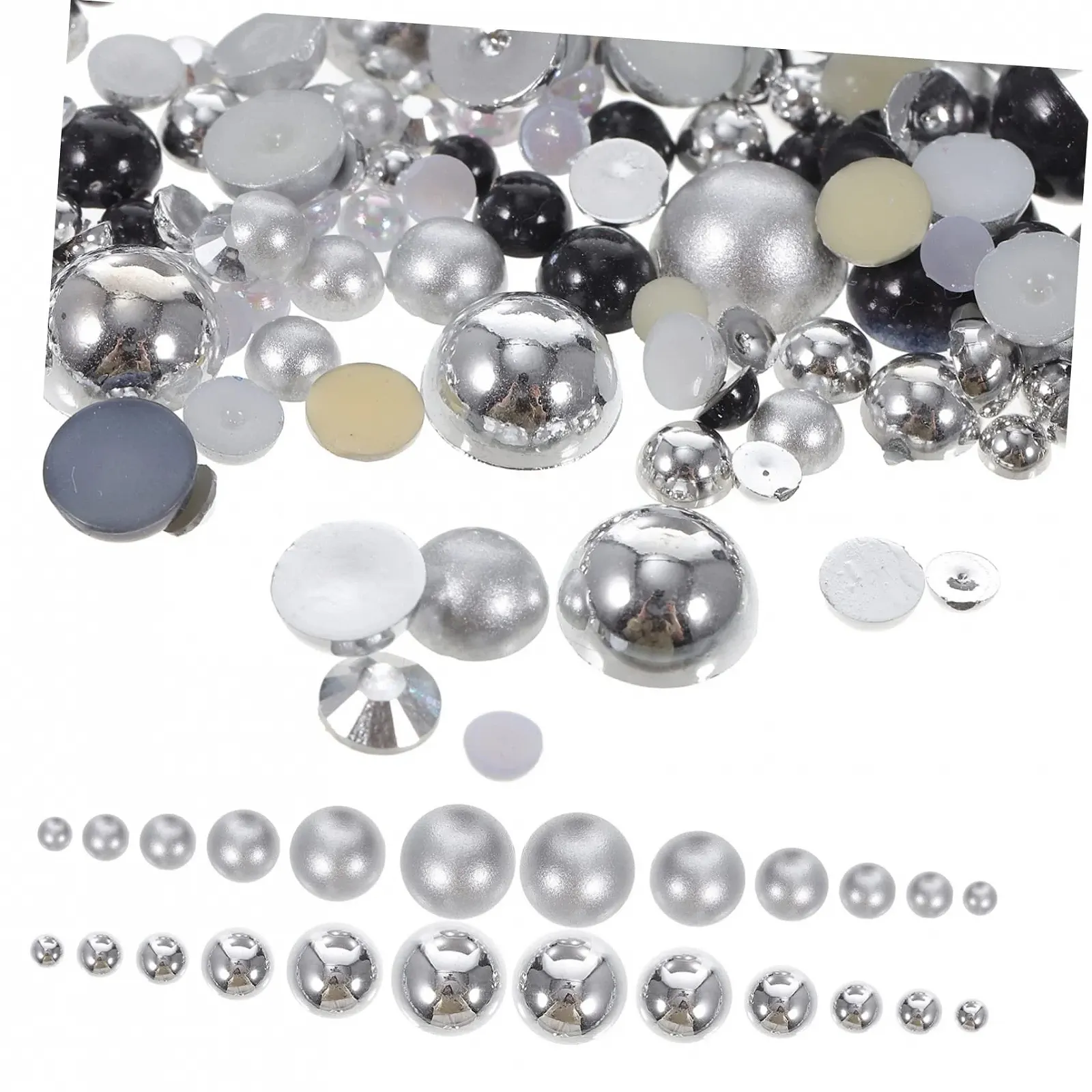 Напівкруглі імітаційні діаманти зі смоли TEHAUX, 2 шт., фото №8