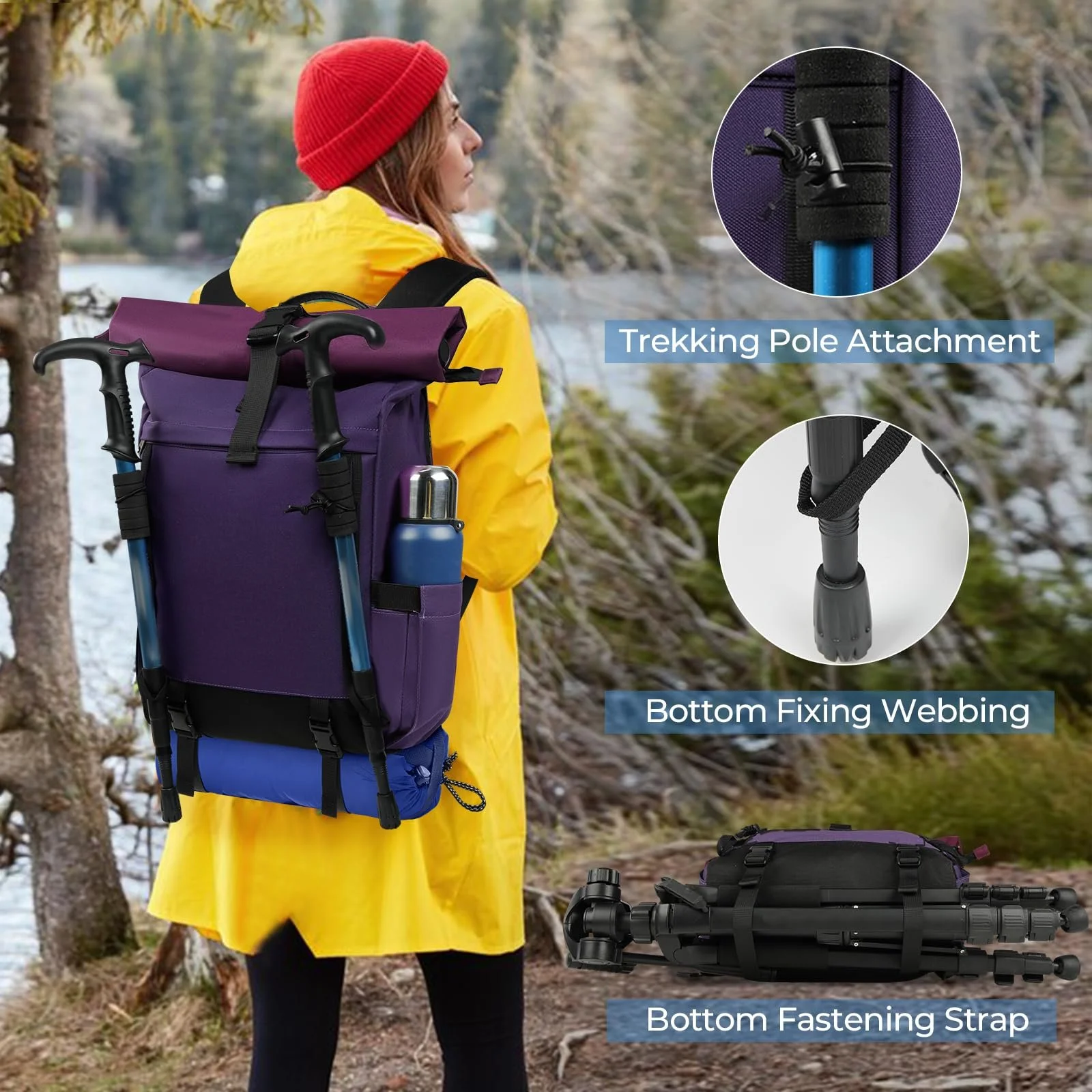 Рюкзак Rolltop Rainsmore 17 дюймів Purple, фото №5 Рюкзак Rolltop Rainsmore 17 дюймів Purple, фото №5