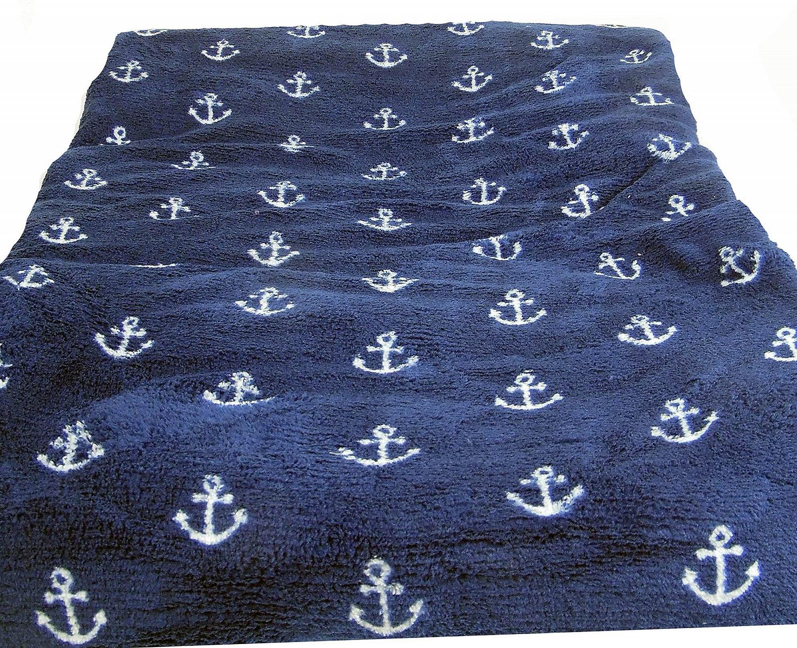 Плед Comfortable Living Морська тематика Якірний мотив 150 x 200 см (Синій з білим), фото №2