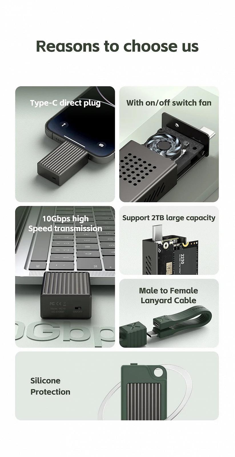 Адаптер HAGIBIS M.2 NVMe 2230 PCIe SSD to USB 3.2 с активным охлаждением, фото №13