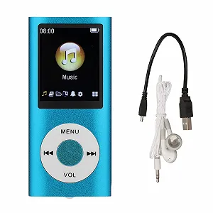 MP3-плеер Bewinner TF Card до 64 ГБ, цифровой 1,8-дюймовый LCD экран, портативный HiFi с Lossless Sound и динамиком Синий - Фото 1