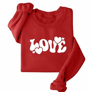 Свитшот Женский на День Святого Валентина Пуловер Топы Повседневный Осенний Худи Модный С принтом Длинная Рубашка Пуловер synthetic.ua - Фото 1