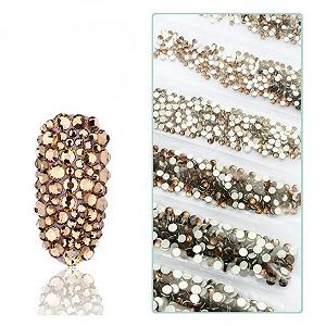 Стразы для ногтей SS3-SS12 Glitter 3D No Hotfix Flat Back Glass Pixie Crystal AB Lightly Smoked - Фото 1