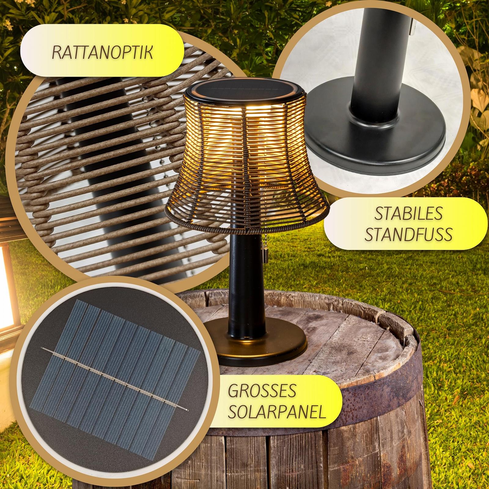 Настільна лампа LED Solar Rattan Look Wireless Portable 10 LED IP44 Black, фото №2